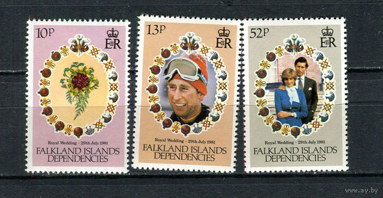 Зависимые территории Фолклендских островов - 1981 - Свадьба принца Чарльза и леди Дианы - [Mi. 99-101] - полная серия - 3 марки. MNH.  (LOT EH42)-T10P26