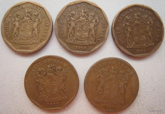 ЮАР 20 центов 1993, 1994, 1995, 1997 гг. Цена за 1 шт. (g)