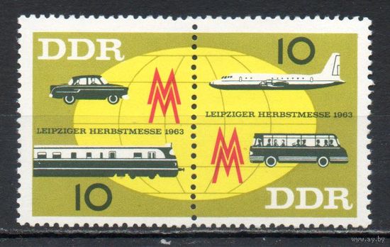 Лейпцигская ярмарка ГДР 1963 год серия из 2-х марок в сцепке
