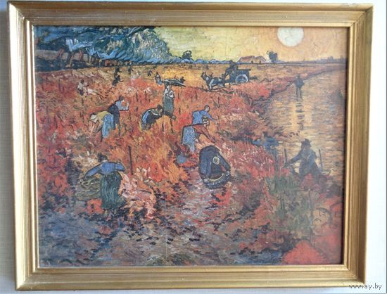 Винсент Ван Гог. Красные виноградники в Арле. Репродукция в раме. Размер рамы 51х40 см