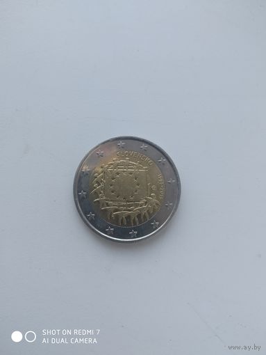 2 евро Словакия, 2015 год, 30 лет флагу Европы