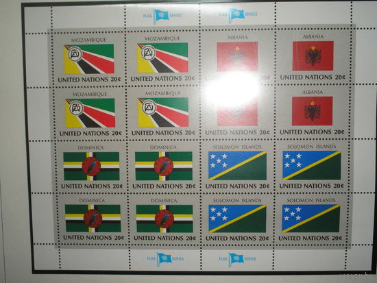 ООН 1982 Флаги Серия 4 листа 64 марки. MNH