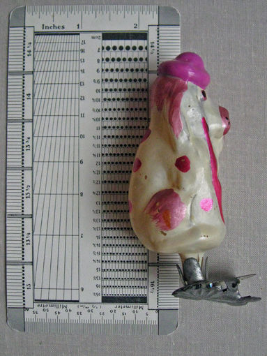 Игрушка елочная стекло СССР 1960-70-е Собака с ружьем Серия Чиполлино прищепка