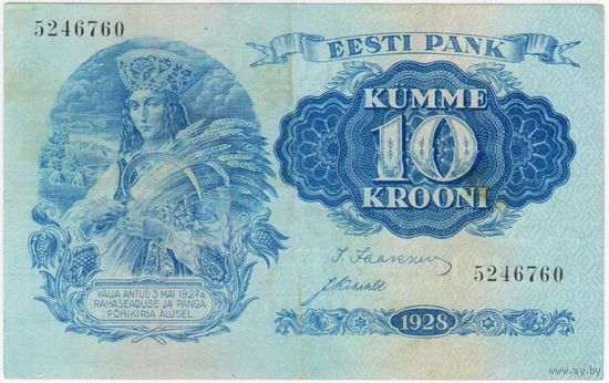 Эстония 10 крон 1928 года.