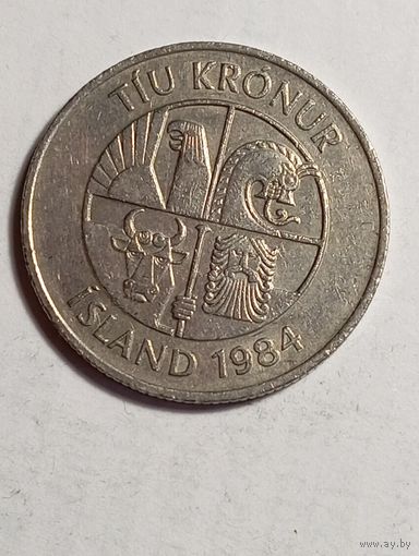 Исландия 10 крон 1984 года .