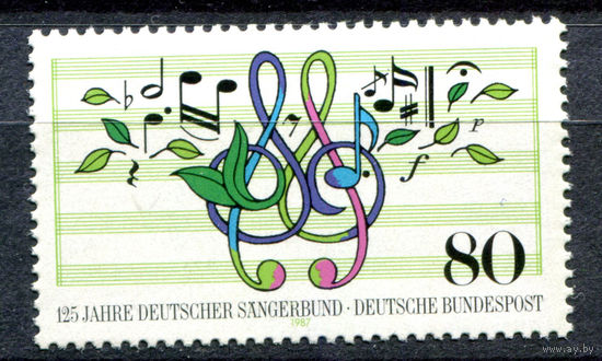 Германия (ФРГ) - 1987г. - 125 лет немецкому певческому союзу - полная серия, MNH с отпечатком и полосами на клее [Mi 1319] - 1 марка