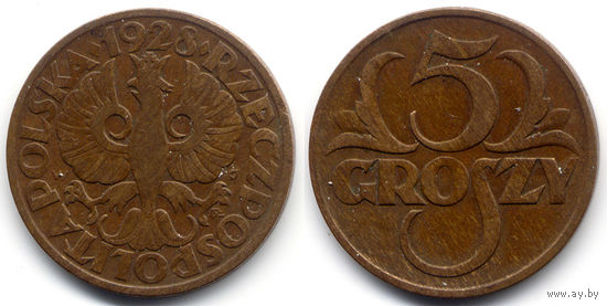 5 грошей 1928, Польша