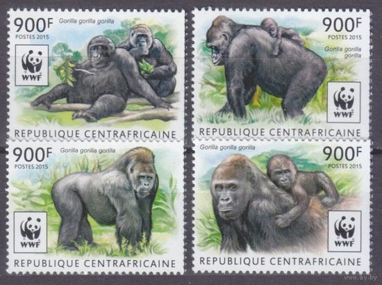 2015 Центральноафриканская Республика 5460-5463 WWF / Фауна - Горилла 16,00 евро