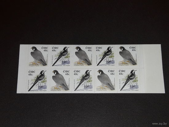 Ирландия 2003 год. 1524-1525(Mi) Фауна. Птицы. Трясогузка. Сапсан. 10 чистых марок в буклете. Продажа по цене номинала