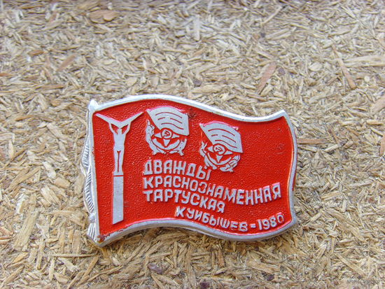 Знак редкий! Дважды Краснознамённая Тартуская дивизия. Куйбышев 1980