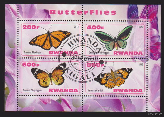 Бабочки Насекомые  Фауна  Руанда 2013 год  лот 2034