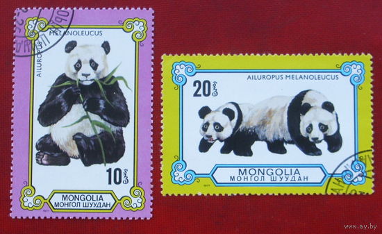 Монголия. Панды. ( 2 марки ) 1977 года. 4-2.