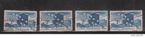 США-1959, (Мих.743), гаш., Аляска, Карта(одиночка) ,цена за 1 м на выбор
