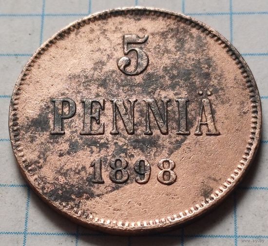 Финляндия 5 пенни, 1898      ( 2-9-5 )