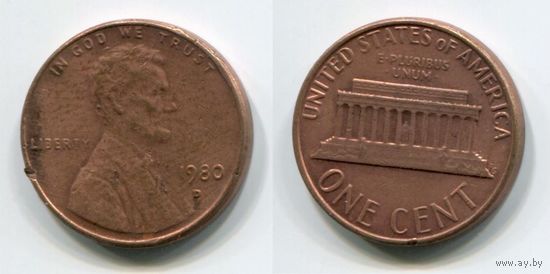 США. 1 цент (1980, буква D)
