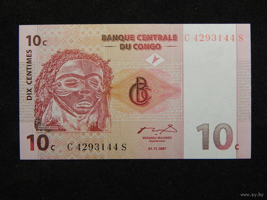Конго 10 сантимов 1997г.UNC
