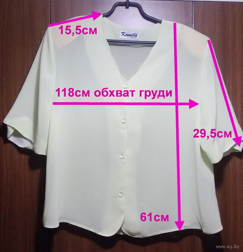 Блузка нежно-салатовая с коротким рукавом, р.50-52, как новая