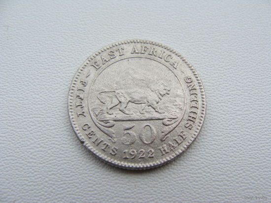 Британская Восточная Африка. 50 центов 1922 год  KM#20  Серебро!!!