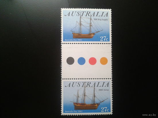Австралия 1983 корабли сцепка с купоном