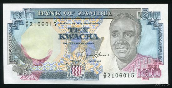 Замбия 10 квача 1989-1991 гг. P31b. UNC