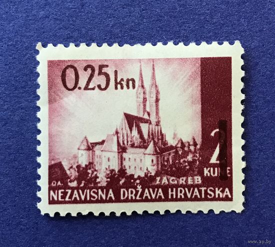 Независимое Хорватское государство. Июнь 1942 год. Хорватские пейзажи - перевыпуск марки с новым номиналом.