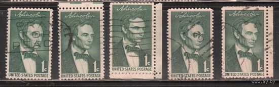 США-1959, (Мих.744) , гаш., Линкольн  ,цена за 1 м на выбор