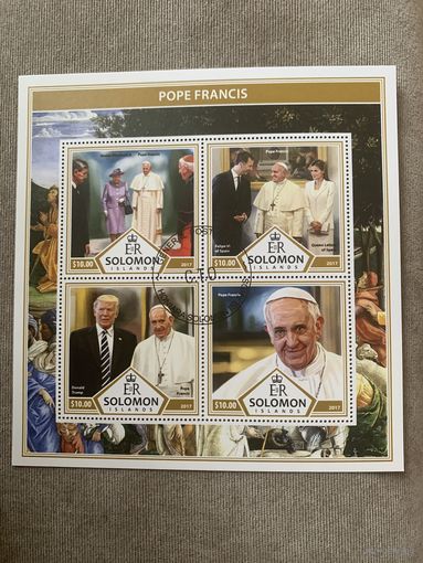 Соломоновы острова 2017. Папа Римский Франциск. Малый лист