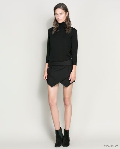 Zara мини юбка-шорты, черные, размер XS