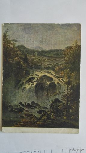 Довоенная открытка. Матвеев. Водопад в Италии. Огиз