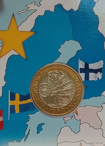 Австрия 50 шиллингов 1999 г. Европейский валютный союз. Введение евро. В буклете