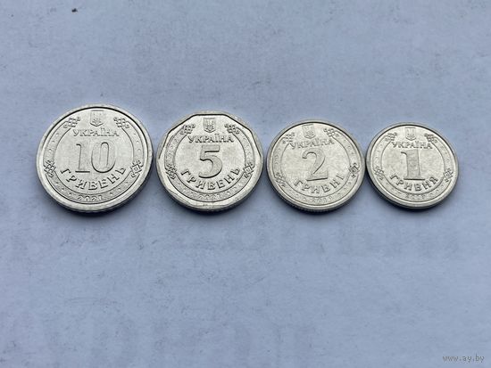 Украина комплект монет 1, 2, 5, 10 гривен ( одним лотом)