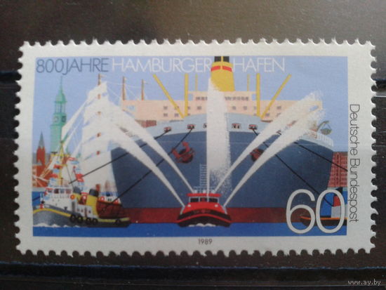 ФРГ 1989 800 лет г. Гамбургу, порт** Михель-1,8 евро