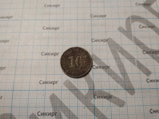 Монета 10 пфенингов 1913 г. Германия