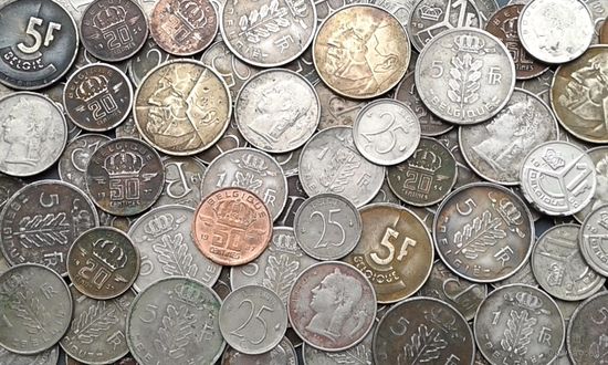 100 монет Бельгии - Одним лотом.