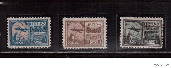 Литва-1922 (Мих.121-123)  *   , Стандарт, Авиапочта, Авиация(полная серия)