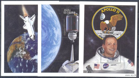Ангола 1999 Космос. На Луне, 3 блока