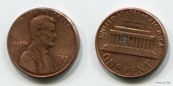 США. 1 цент (1983, буква D, XF)