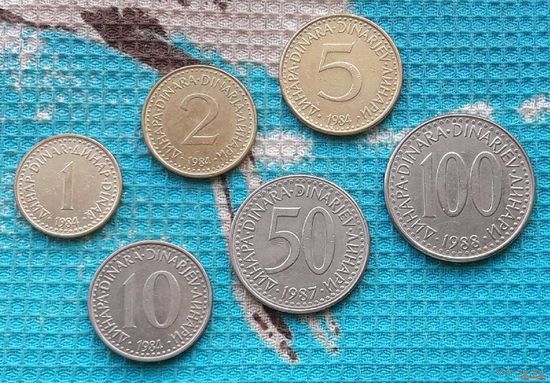 Набор монет Югославия 1, 2, 5, 10, 50, 100 динар