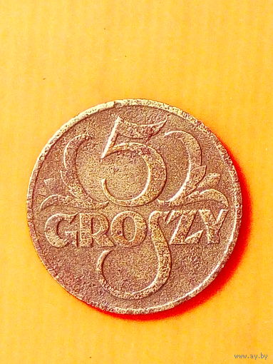 5 грошей 1937 г. без мц. Польша.
