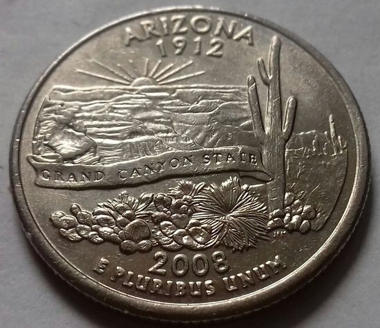 25 центов, квотер США, штат Аризона,  P D