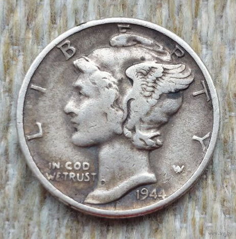 США 10 центов 1944 года. Дайм. II Мировая война.