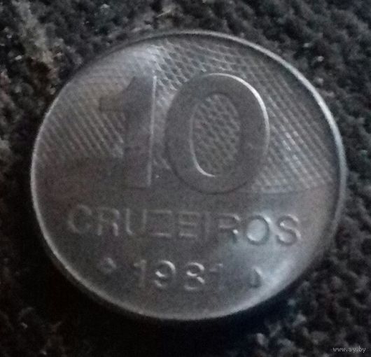 10 крузейро, Бразилия 1981 г.