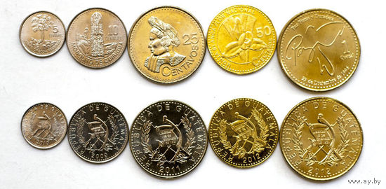 Гватемала набор 5 монет 2012-2016 UNC