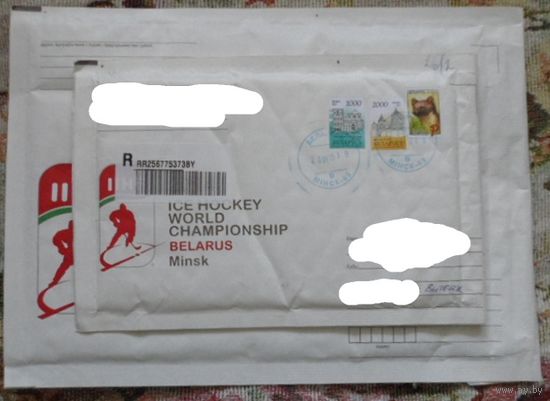 ЧМ по хоккею в Минске 2014 год /пакет-майка+ 2 конверта + 2 медальона /