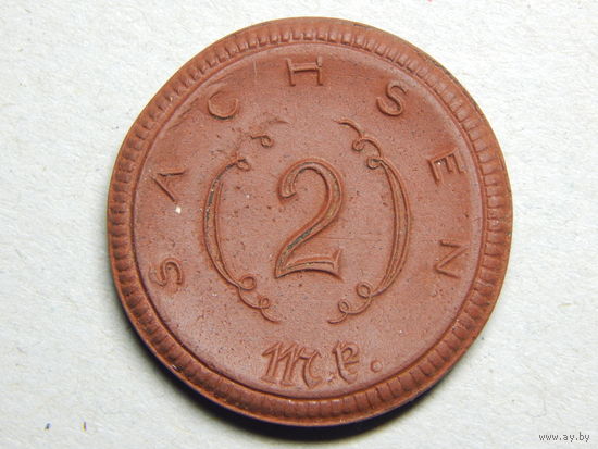 Германия Саксония 2 марки 1921г.AU.Нотгельд.