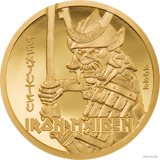 Острова Кука 5 долларов 2022г. "Iron Maiden – SENJUTSU". Монета в капсуле, сертификат. ЗОЛОТО 0,5 гр.