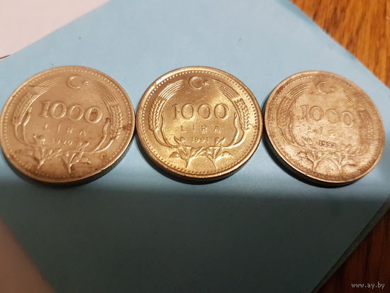 Турция 1.000 лир, 1990, 1991, 1993, KM# 997
