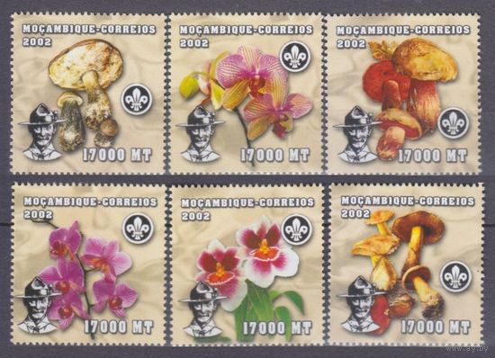 2002 Мозамбик 2464-2469 Грибы / Цветы / Скауты 9,00 евро