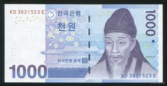 Южная Корея 1000 вон 2007 г. P54. Серия KD. UNC