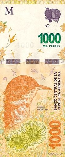 Аргентина 1000 песо образца 2017 года UNC p366 серия XA